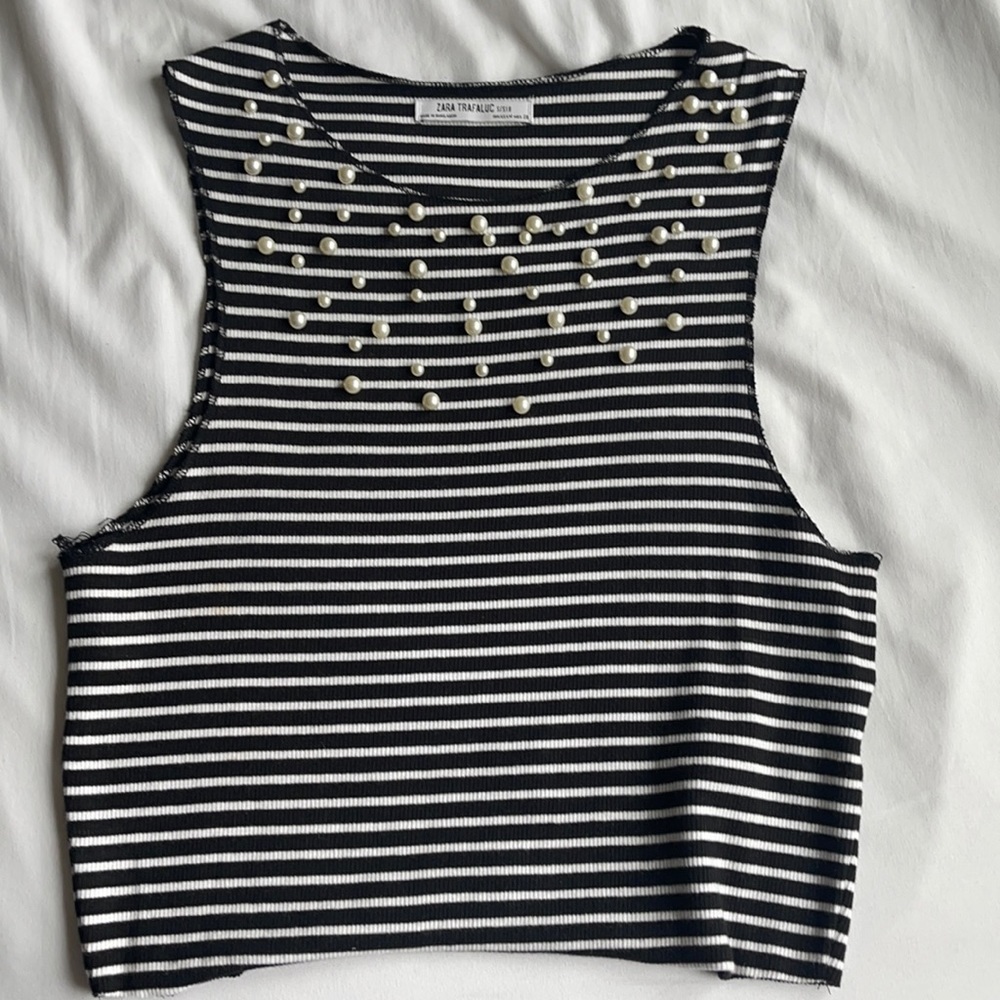 Zara crop top with pearls